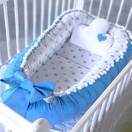 Cuib pentru bebelusi Baby Nest Blue Heart