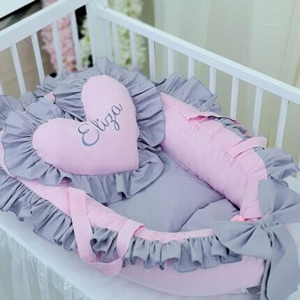 Cuib pentru bebelusi Baby Nest PinkyGray