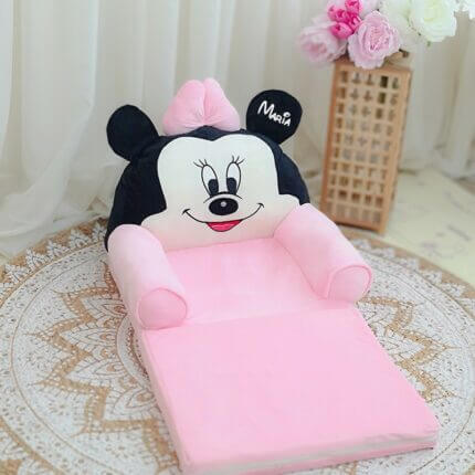 Fotoliu extensibil Minnie Mouse roz, personalizat cu nume